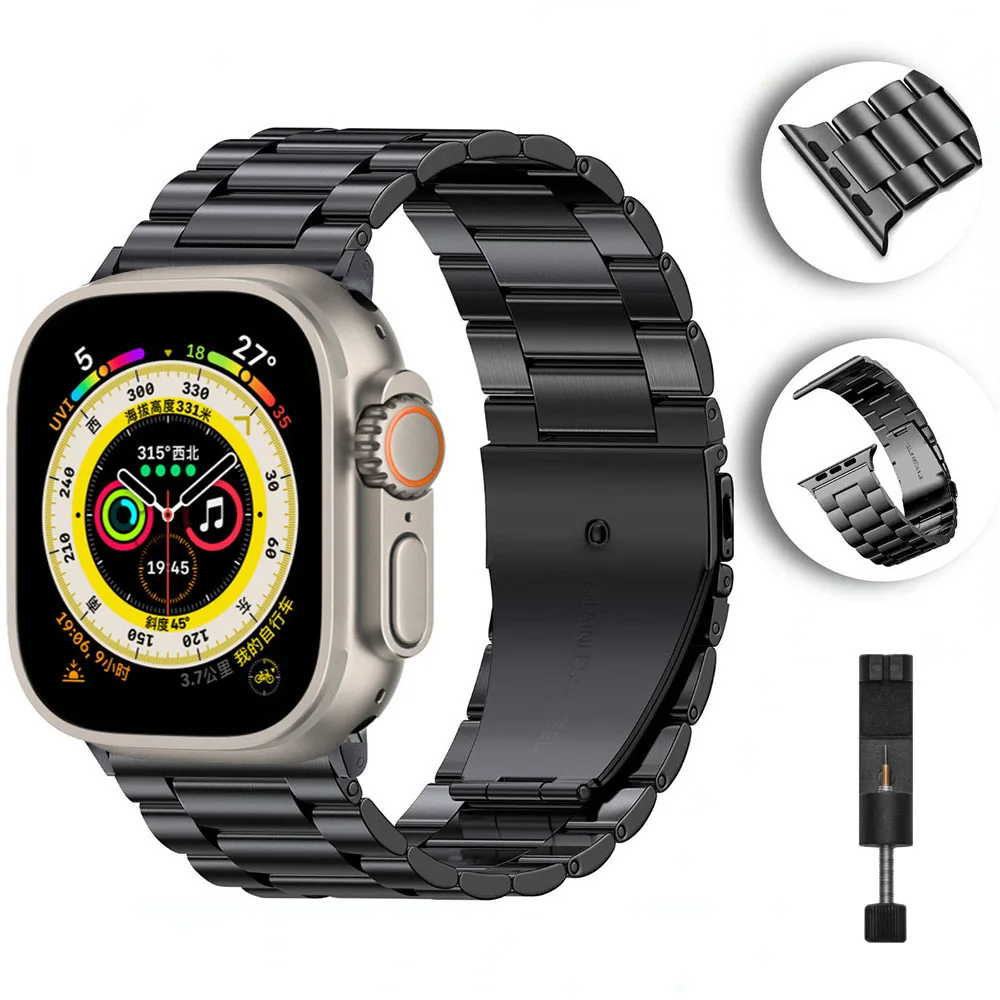 

Металлический ремешок для Apple Watch Ultra 49 мм 8 7 45 мм 41 мм, браслет из нержавеющей стали для iwatch Band 6 5 4 3 SE 44 мм 42 мм 40 мм 38 мм