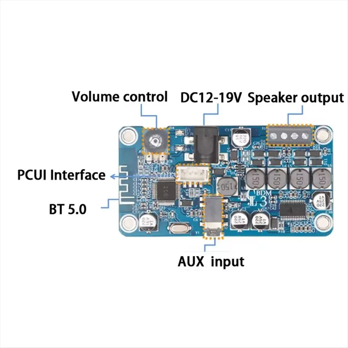 Фото (A75T) Новый модуль усилителя мощности DSP BDM3 на замену TPA3118 с Bluetooth 5.0, стерео 2.0, 2X25W, DC12-19V, вход 3.5 мм №4