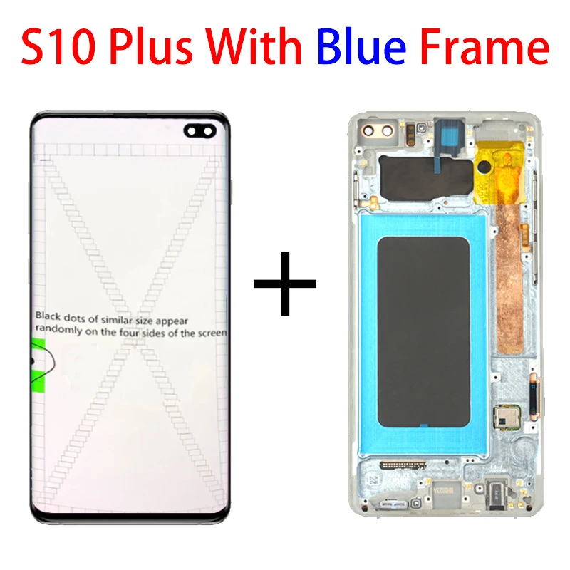 100% Оригинальный AMOLED дисплей с рамкой для SAMSUNG Galaxy S10 Plus Полный ЖК-дисплей