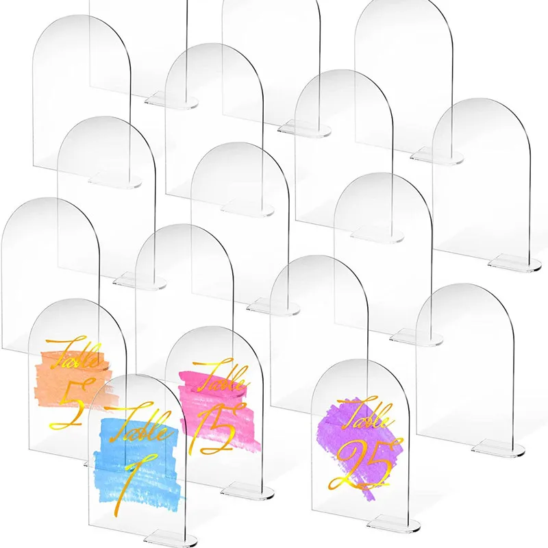 10pcs Acrylic Seat Cassette Holder Semicircle Transparent Base Wedding Table Decorations Seat Marker Blank DIY