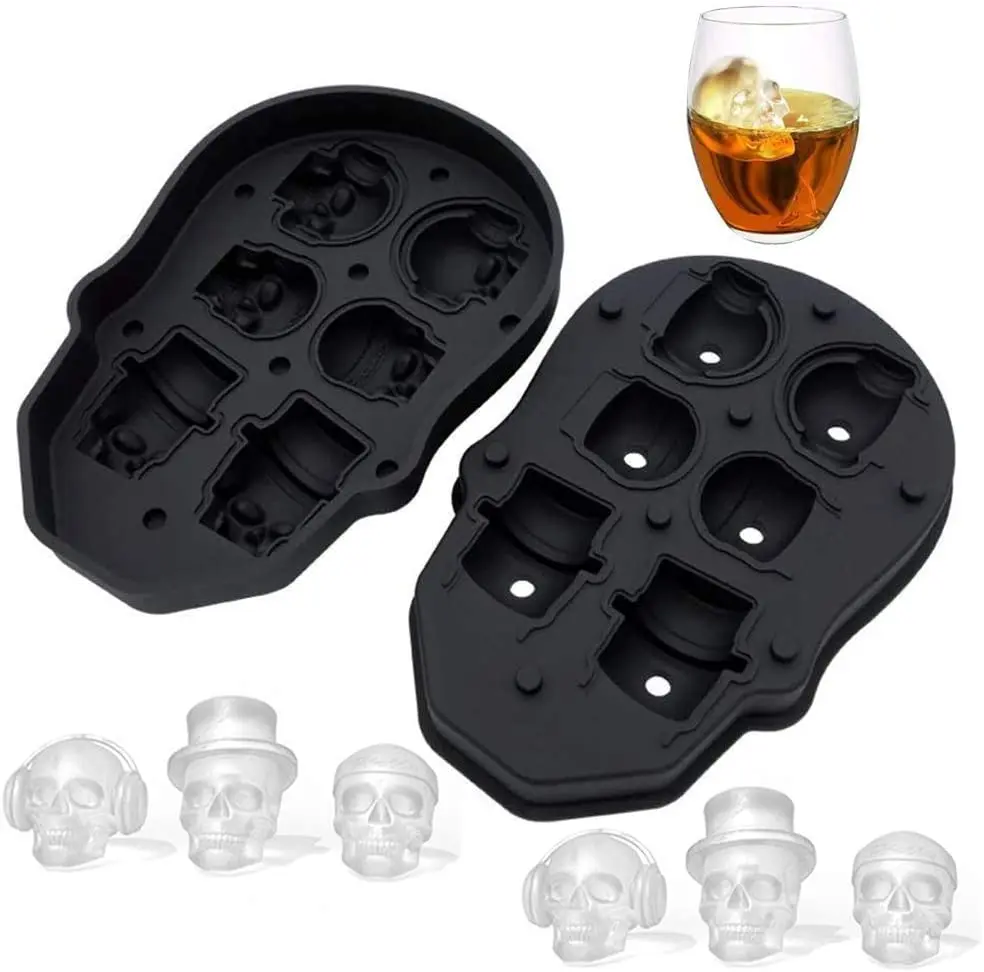 

Extra Large 3D Skull Ice Mold Silicone Ice Cube Tray Easy Release Ice Cube Maker Candy Chocolate Ice Mould For Whiskey Cocktails