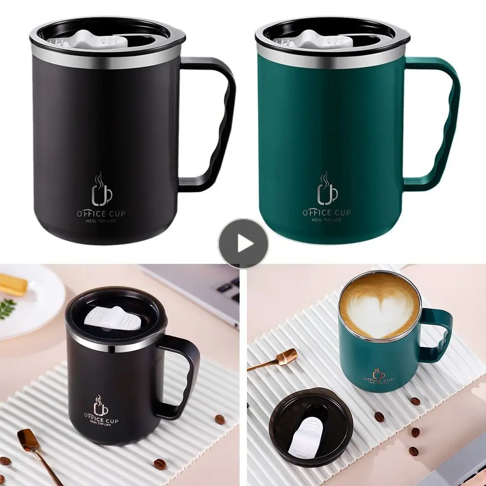 

Durable Thermos Cup 304 Stainless Steel Liner Simple Office Mug Sealed Leak-proof Wide-mouth Design Water Bottle Taza Wholesale