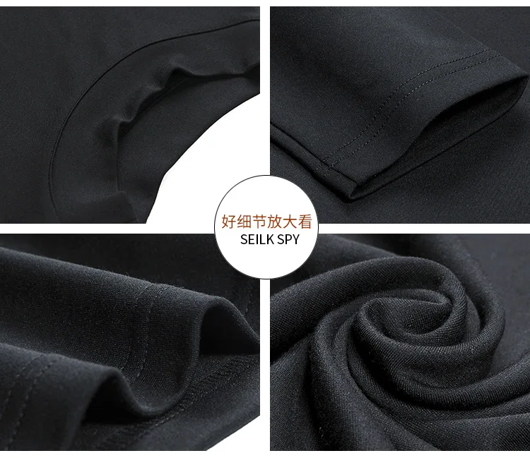 Бренд Birdtree натуральная смесь шелка макет шеи футболка для мужчин с длинным