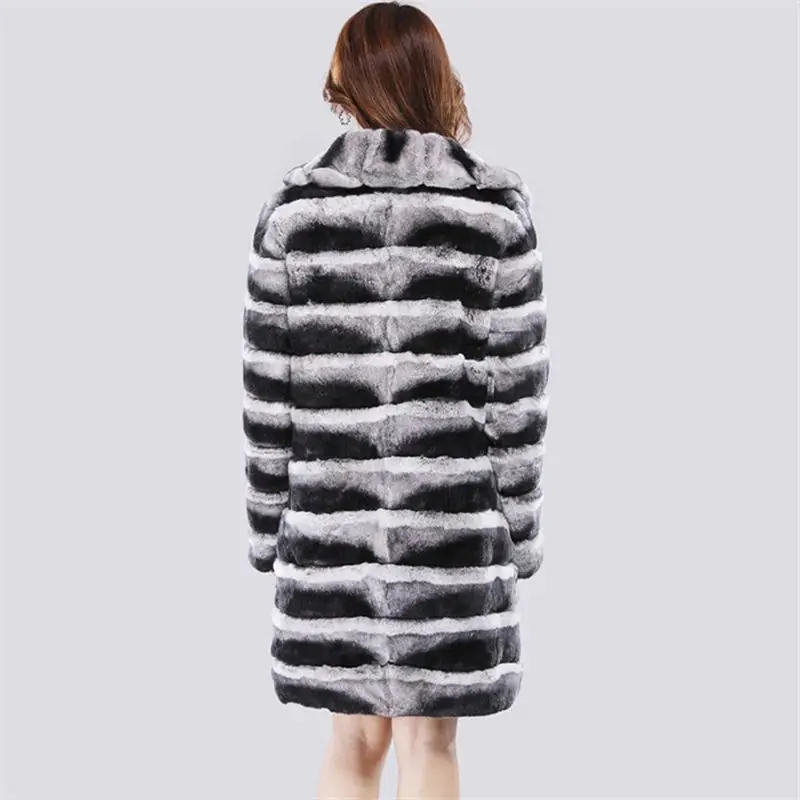 Street Otter Rabbit Fur Imitation  Coat Women's Winter Warm Mink  Casual Medium Long Thick Trench