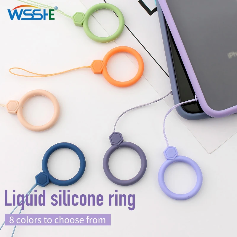 cute silicone wrist strap lanyard for keys phones ring straps for iphone7 keycord lanyards finger rings mobile phone accessories free global shipping