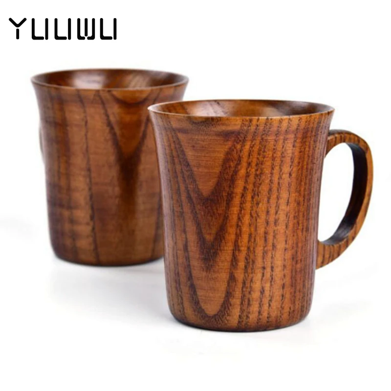 

300-400ml Wooden Beer Tea Coffee Milk Water Cup Kitchen Bar Teaware Office New Product Mug with Handle Mug for Tea Large