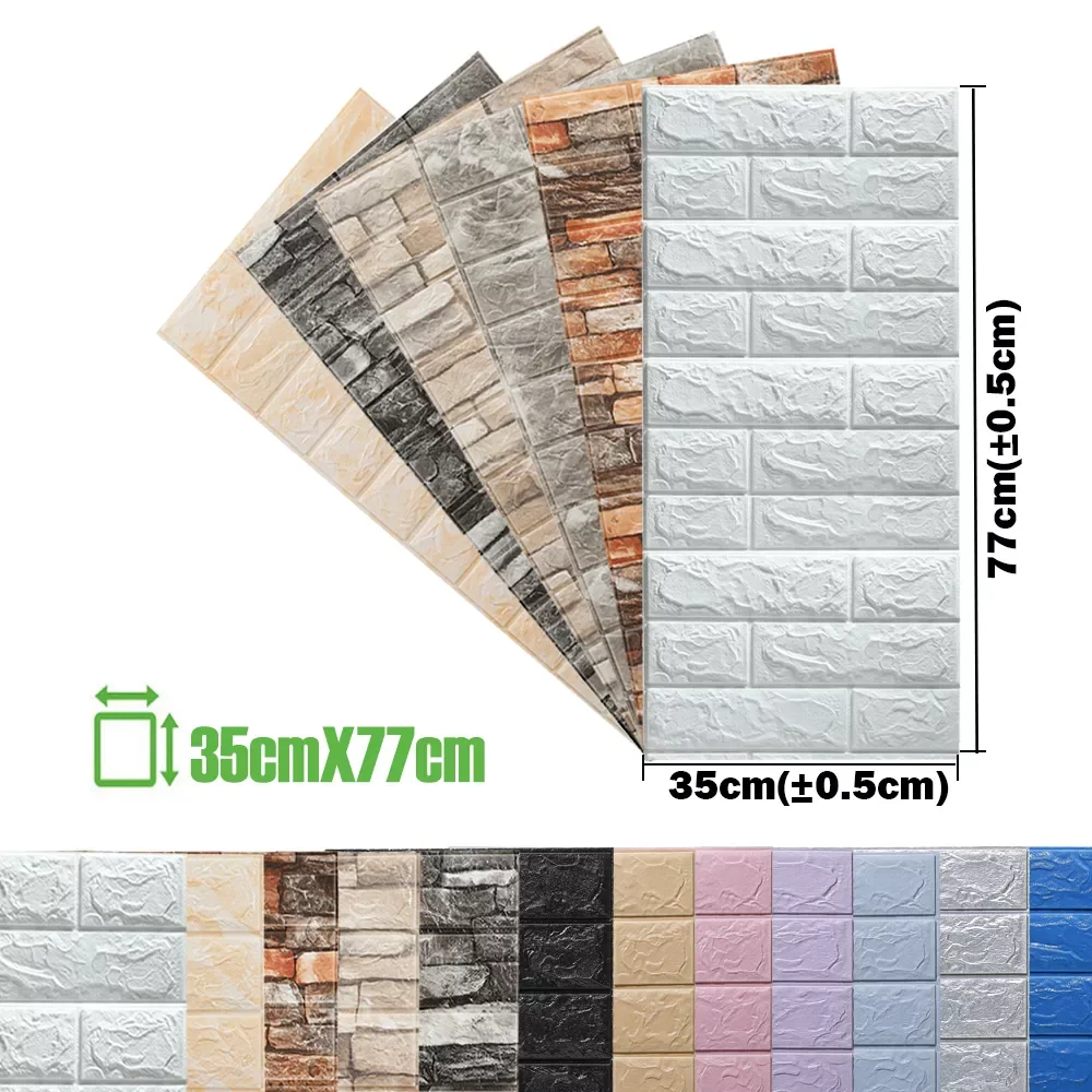 

2023 35X77cm Foam 3D Wall Stickers Brick Self Adhesive Wallpaper Panels Home Decor Living Room Bedroom Decoration Bathroom Stick