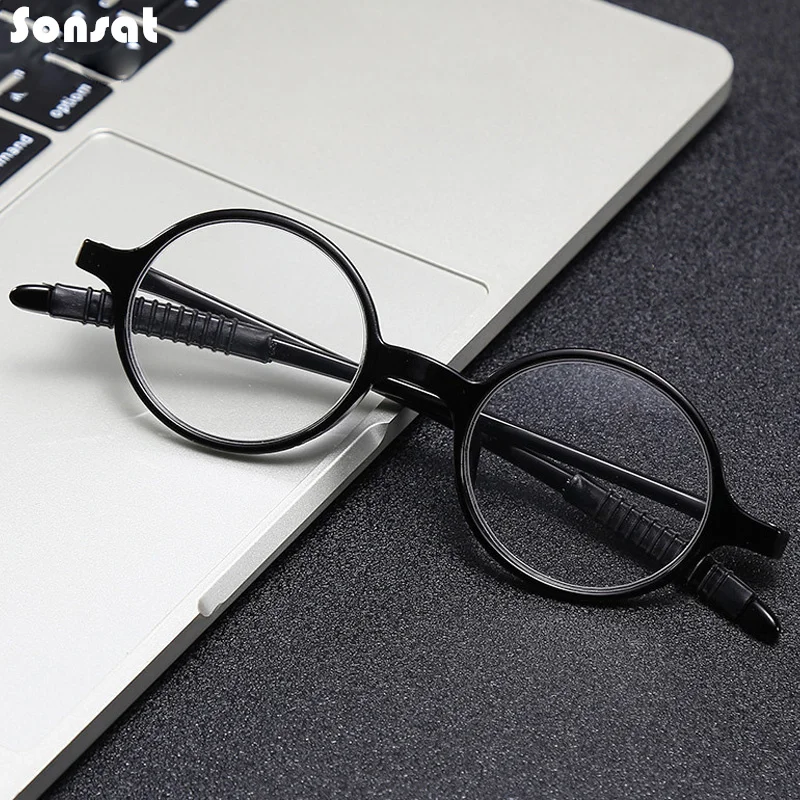 Маленькие круглые очки для чтения TR90 яркие черные женские дальнозоркости