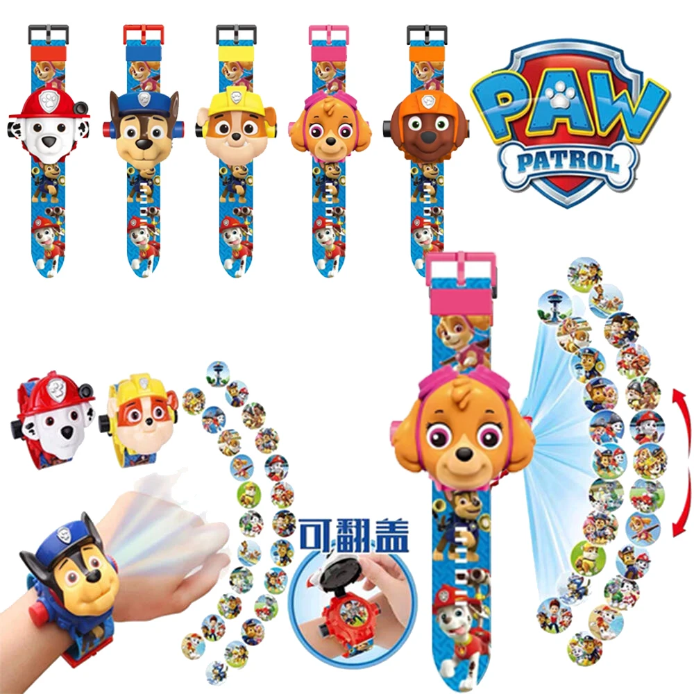 

Paw Patrol Projection Digital Watch Cartoon Skye Figure Patrulla Canina Kid Time Develop Intelligence Learn Toy Children Gift