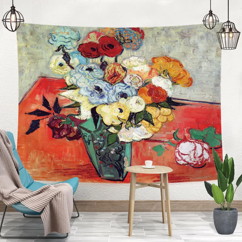 

Van Gogh art background wall cloth starry sky hanging cloth bedroom decoration country oil painting series