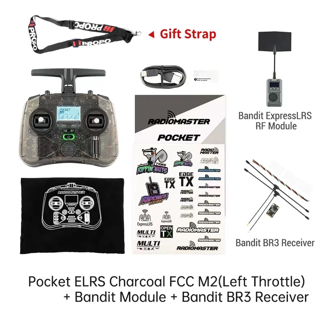 Radiomaster Pocket ELRS 2.4Ghz Charcoal + Bandit module + Bandit BR3 receiver