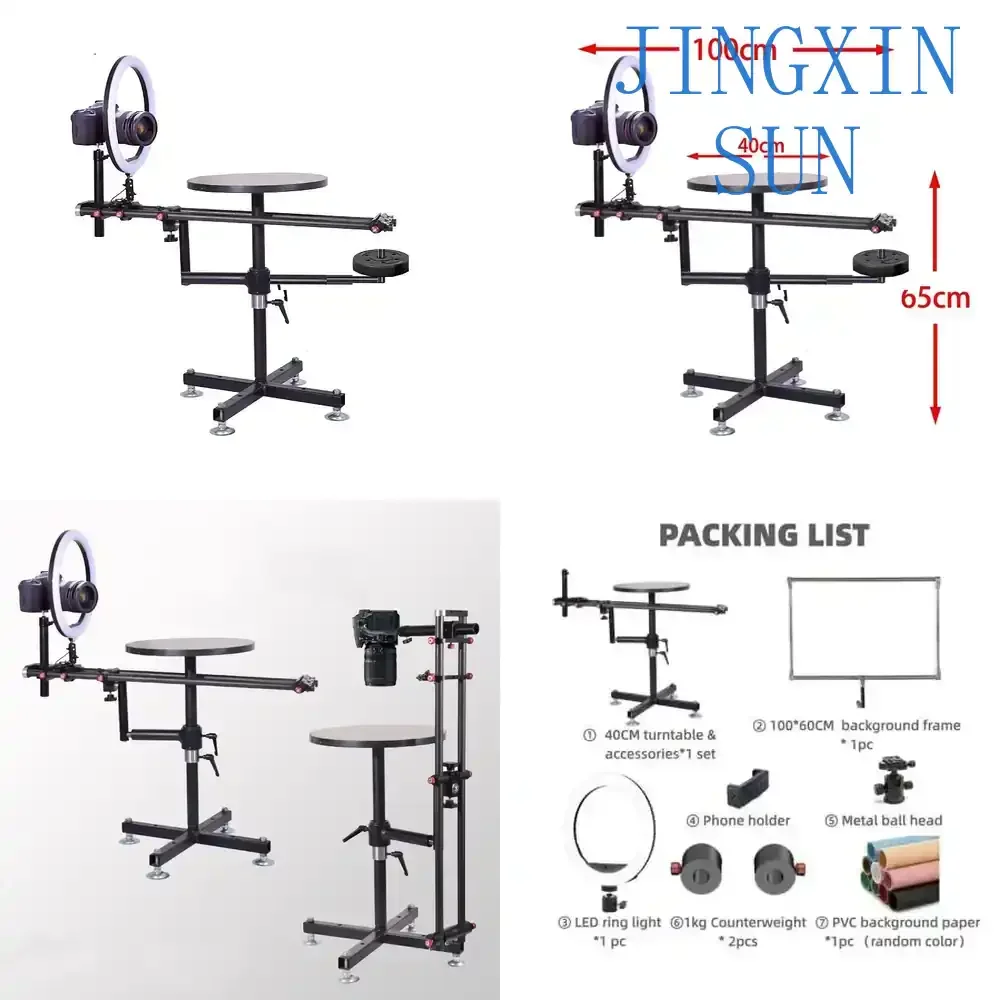 Фото Вращающаяся платформа JingYing с нагрузкой 80 кг, 40 см, для вертикальной съемки товаров, 360-градусный поворотный стол для фотостудии №1