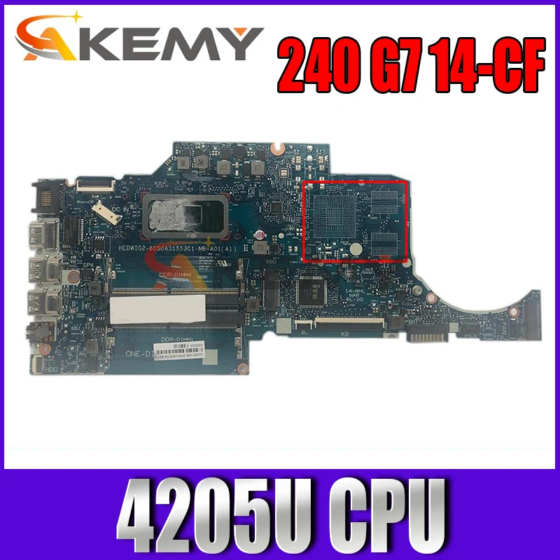 

Материнская плата для ноутбука HP 240 g7 14-CF 6050A3155301-MB-A01 с процессором Celeron 4205U DDR4 100%, протестирована, быстрая доставка