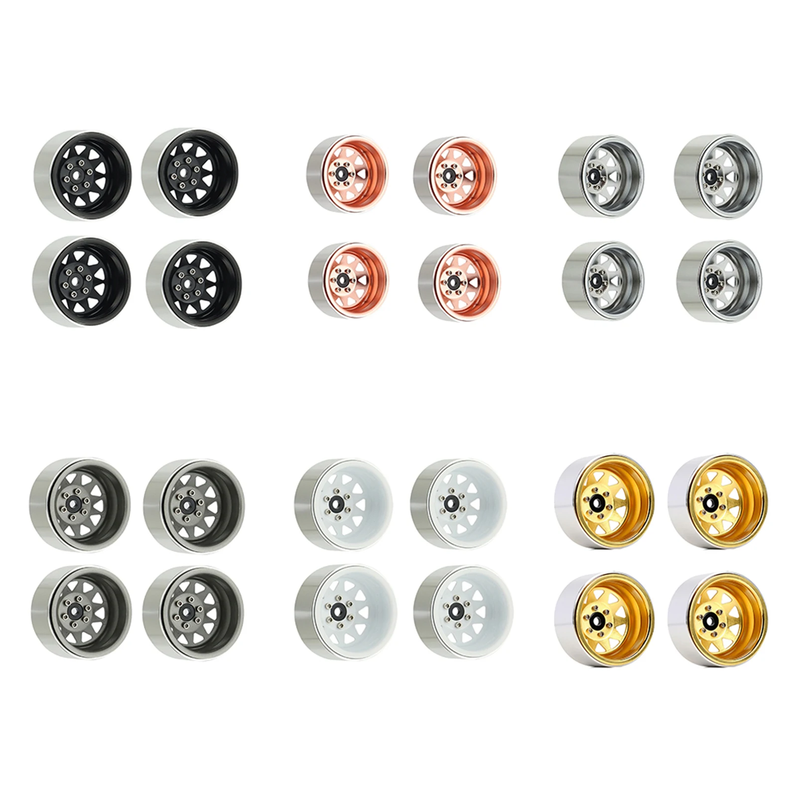 

4 шт. ГЛУБОКАЯ ТАРЕЛКА универсал 1,9 металлический брелок обод ступицы колеса для 1/10 RC Crawler Axial SCX10 90046 Traxxas TRX4 RC4WD D90