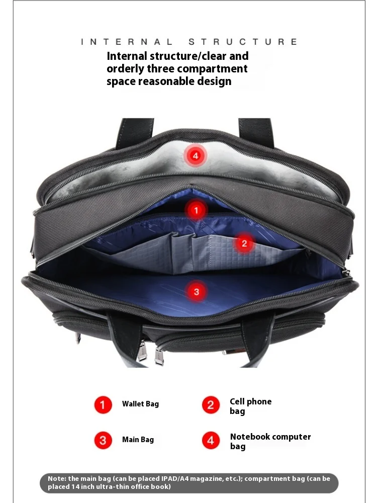 BOPAI Новый портфель Деловая сумка Сумка через плечо большой вместимости Мужская