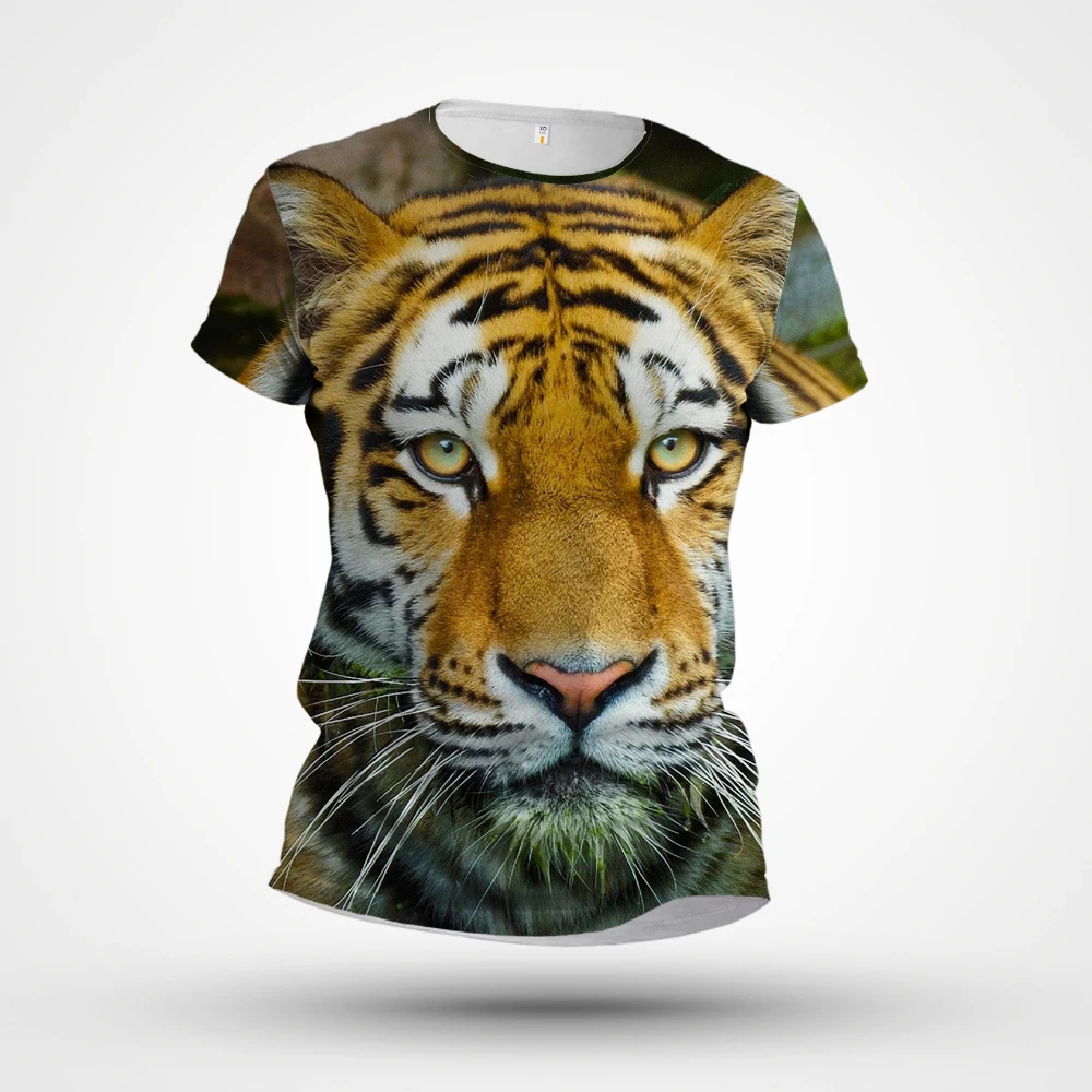 

2023 New Men's T-shirt 3D Printing Customized Short Sleeve Summer Personalized Fashion Trend Tiger Pattern
