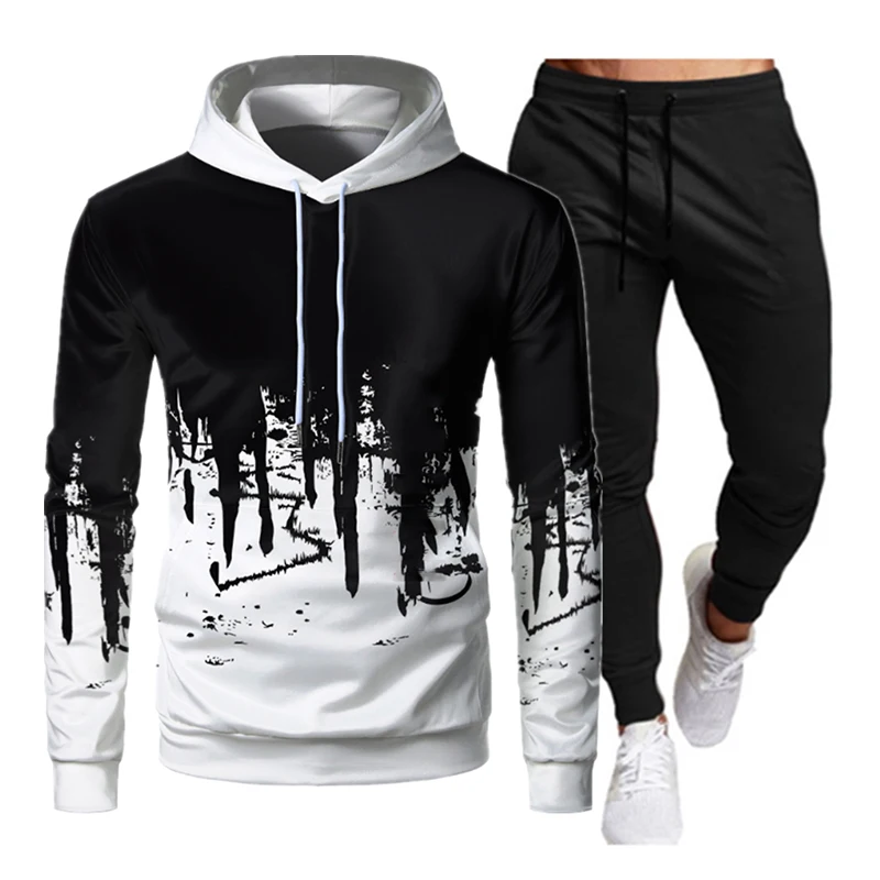 

Men's Fashion Printed Hooded Tracksuits Women's Autumn Winter Hoodie+Pants 2-piece Pullover Athletic Sets Hoodie Sportwear Suis