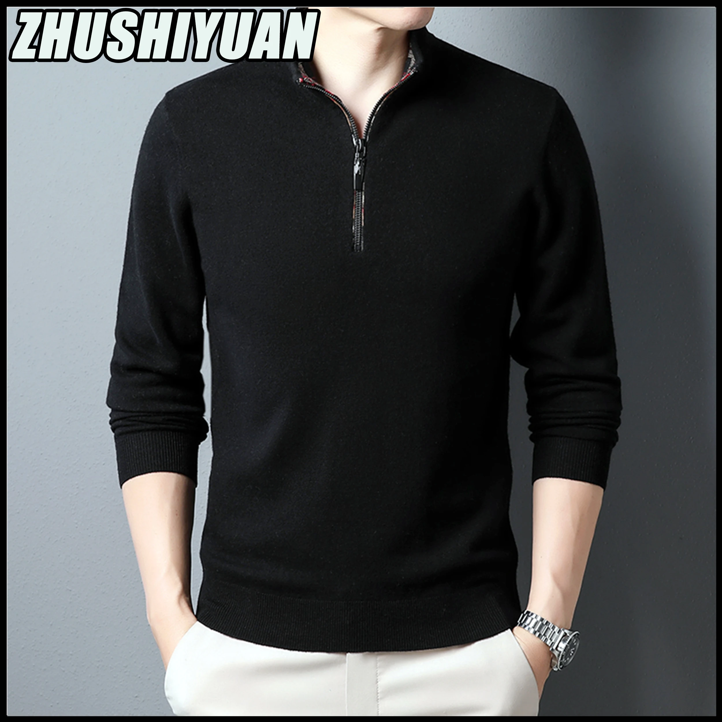 Sweaters For Men 100％ Wool Korean Fashion Pullovers Roupas Masculinas Pulls Ropa Hombre Fleece Knitwear Luxury Cashmere Jumper