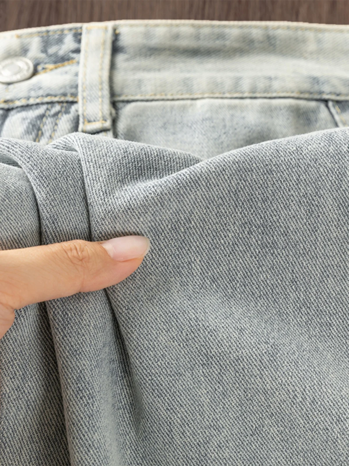 Classic All-Match! Heavy Washed Straight Jeans Men's Simple Solid Trousers and Women's Loose Casual Autumn