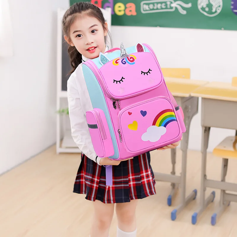 

Back-to-School Season Girls Pink Waterproof School Bags Kids Unicorn Backpack Kindergarten Students Cute Bags Chlidrens Satchels