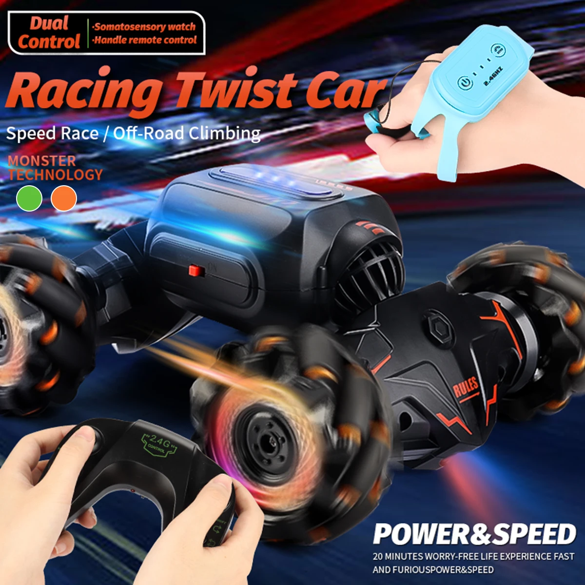 

RC Car for Kids 2.4GHz RC Stunt Car 360° Rotation Remote Control Gesture Sensor Toy Cars Double Sided Rotating Off-Road Vehicle