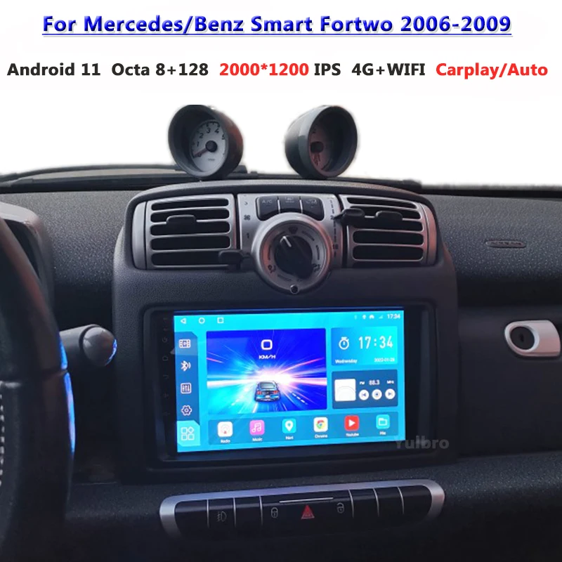 Для Mercedes/Benz Smart Fortwo 2006-2009 Андроид Авто Автомобильное Радио Карплей DVD Мультимедиа Плеер Стерео DSP Навигация GPS Монитор Экран вкл.