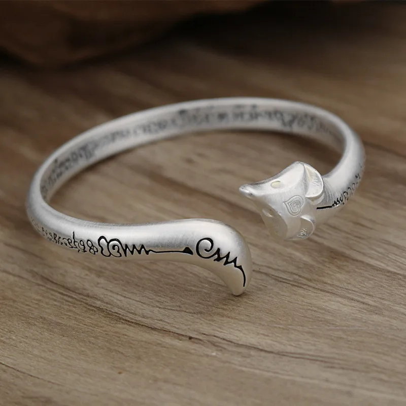 Новый маленький серебряный браслет ручной работы из лисы женский незамкнутый