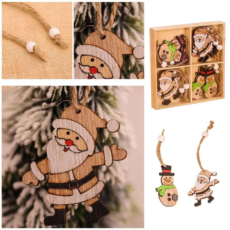 

12 шт./коробка, Деревянные Подвески для новогодней ёлки