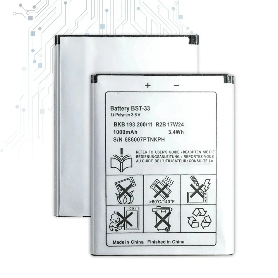 Литий-ионный аккумулятор BST-33 для мобильного телефона Sony Ericsson W205 W300 W300i W302 W395 W595 W595a