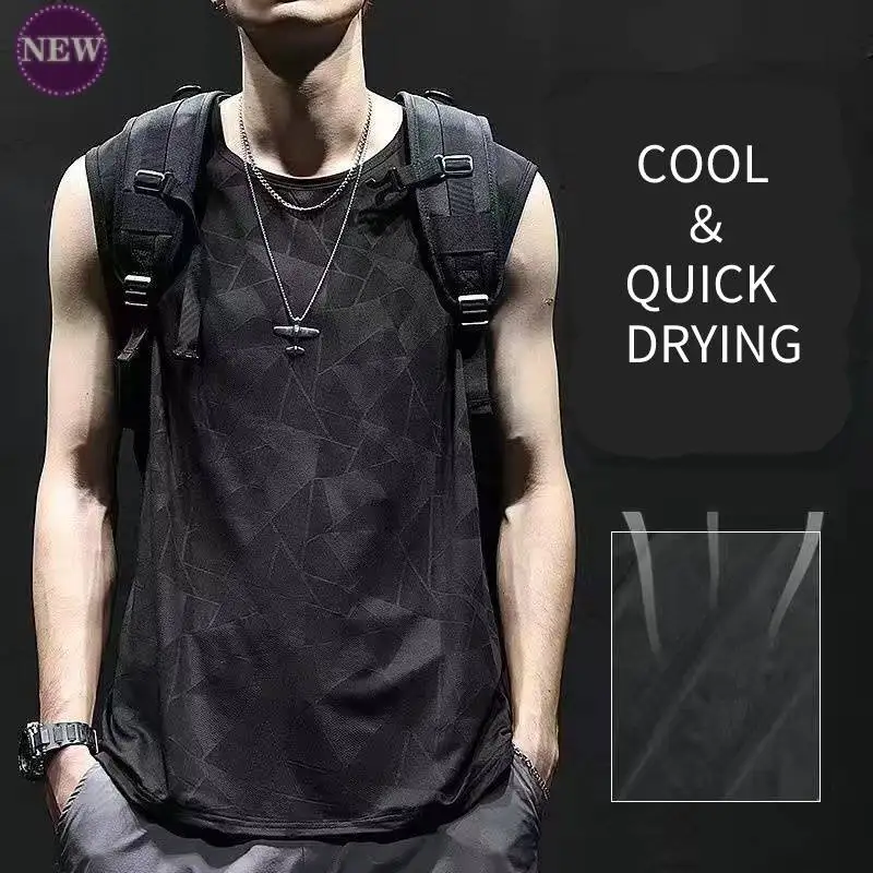 

All-Matching Simple Trendy Large Shoulder Mesh Waistcoat Men's Round Neck Temperament Youth Popularity Breathable Exercise Vest