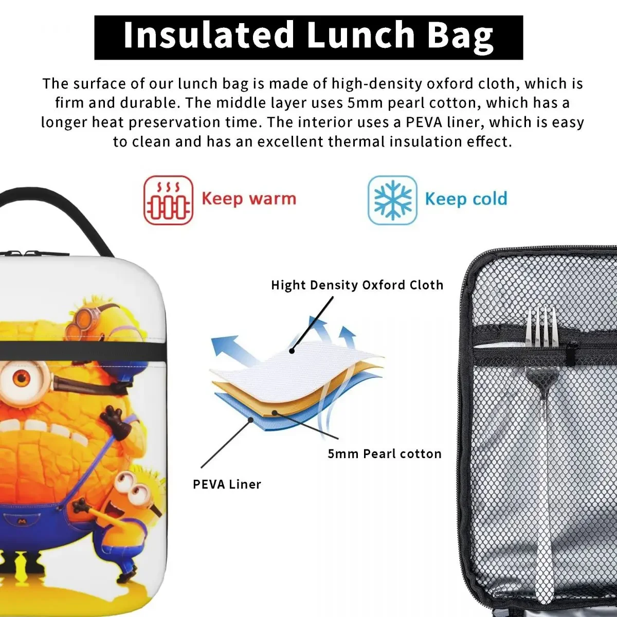 Ланч-бокс С Мультяшным Принтом Mega Minions Для Женщин И Мужчин Изолированный