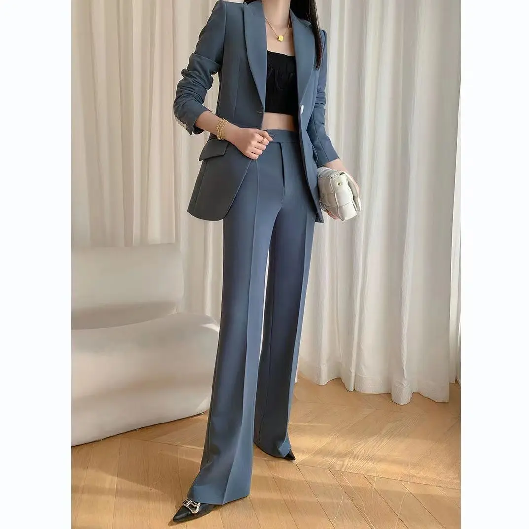 

Женский весенний деловой костюм из двух предметов, пиджак с длинным рукавом и длинные брюки, E238, 2023