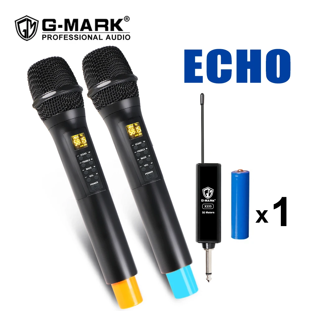 

Беспроводной микрофон Echo G-MARK X333, ручной микрофон для караоке, литиевая батарея для динамика, для вечеринки, сцены, школьного шоу