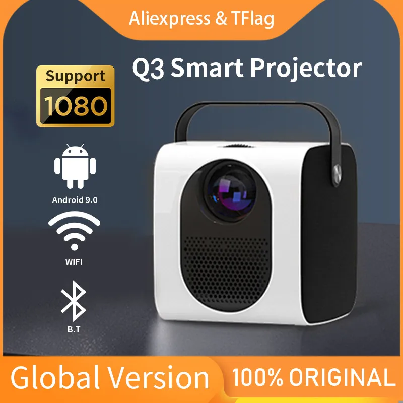 

TFlag Android Projetor Q3 Support 1080P 5000 Lumens Mini Portable Beam Projector Phone Smart TV BT WIFI Home LED Proyector