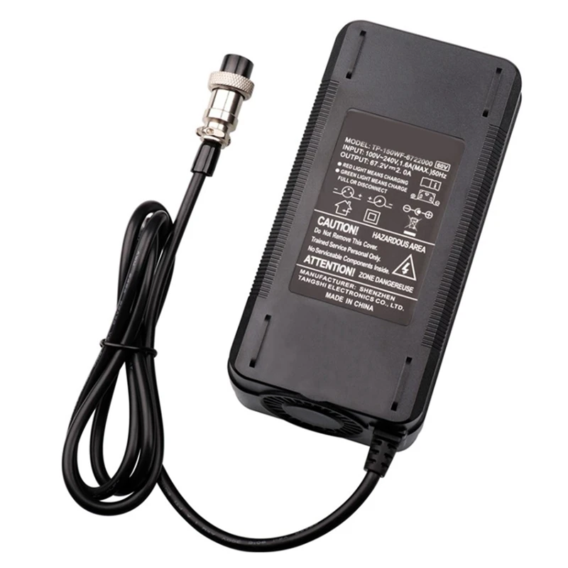 

67.2V 2A Lithium Battery Charger For Electric Bike 16S 60V Lithium Ion Battery Pack Unicycle Charger With Fan US Plug