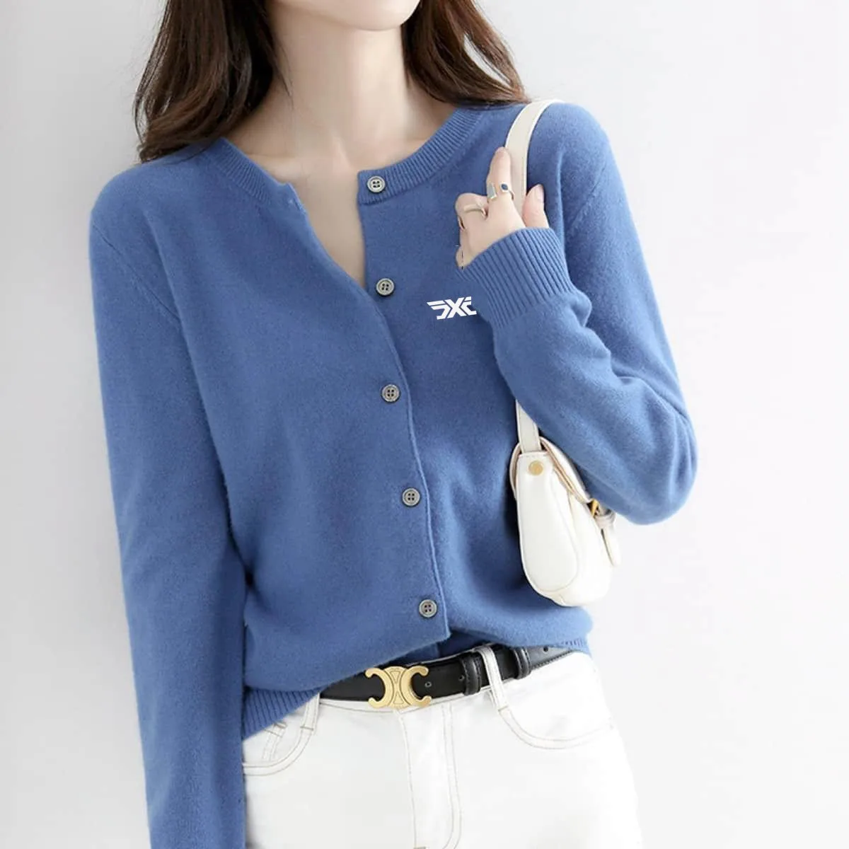 2023 Golf Apparel Women's Spring and Autumn Cardigan Sweater Wool Cardigan Golf Apparel Women's Slim Fit Jacket Coat Horse