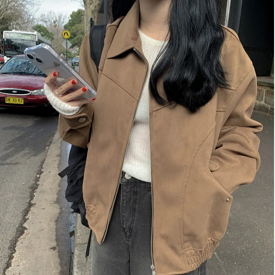 Южная Корея шикарная осенняя замшевая свободная универсальная мотоциклетная