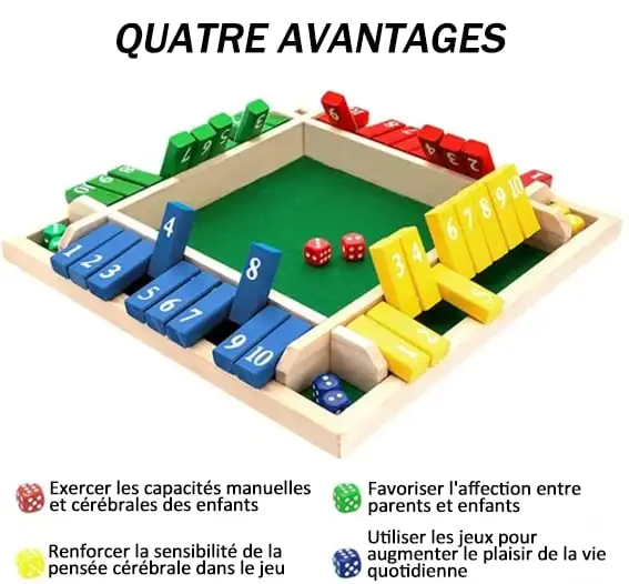 Игра Shut The Box Dice для 2–4 игроков. Семейный деревянный настольный стол.