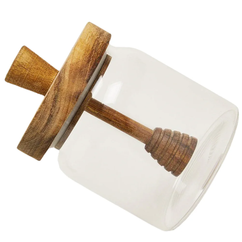 

Glass Honey Pot Bottle Set Honey Dispenser Jars Dipper Container Cover Pots Lids Kitchen Food Grade Sealed Honey Jar