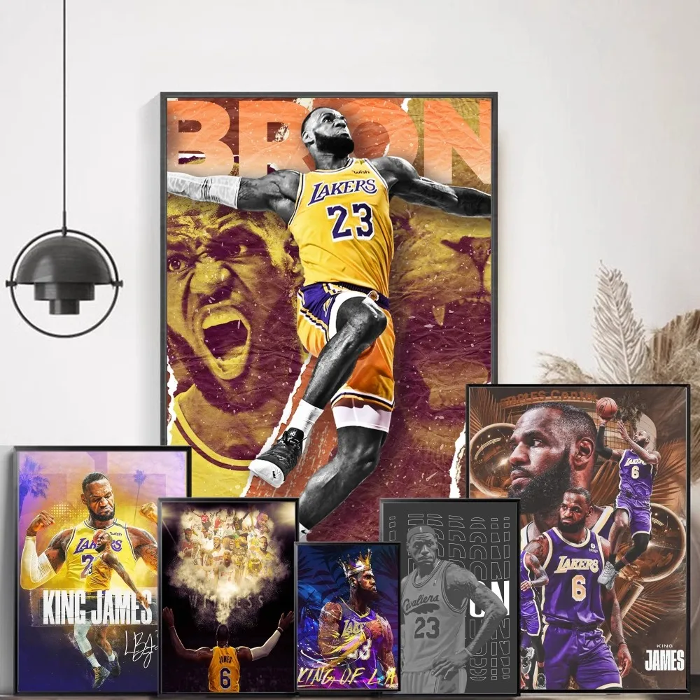 Pop Lebron James Баскетболист Настенный Постер Высококачественная Белая Бумага