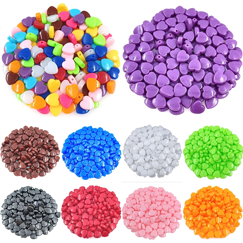 

50Pcs 8.5*9mm Acrylic Heart Beads Earrings Necklace Accessories Beads For DIY Jewelry Making Findings