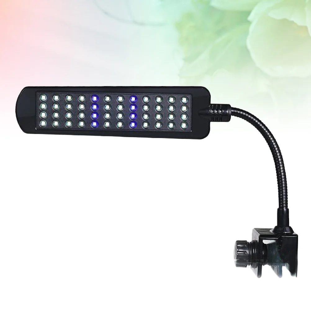 

12V 48 LEDs Aquarium Light Aquatic Lighting Waterproof Clip-on Lamp Blue and White Light for Fish Tank (EU Plug Black)