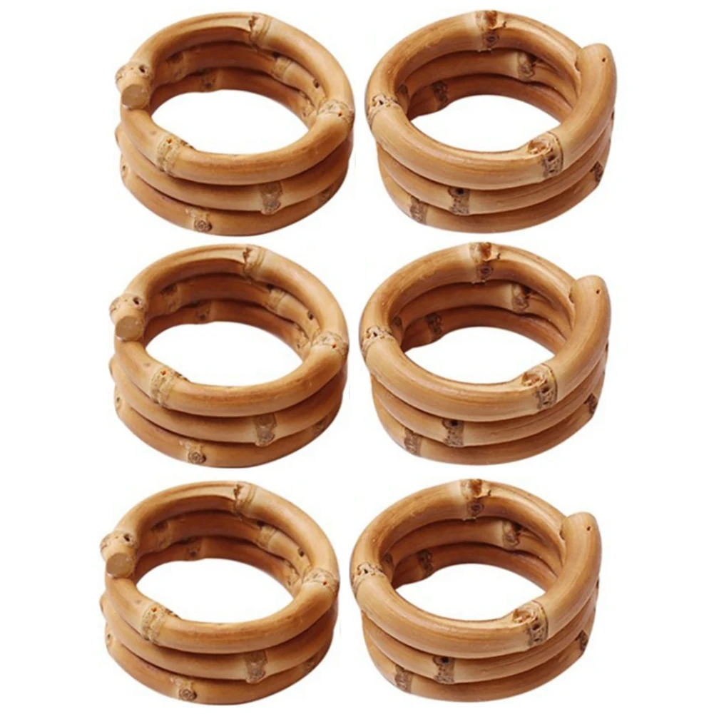 

Handmade Bamboo Napkin Ring, Natural Rustic Napkin Holders Serviette Buckle Holder 6