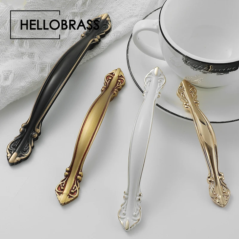 Brass Handle Pulls for Furniture European Style Classic Gold Polished For Kitchen Wardrobe Cupboard Closet Cabinet Drawers