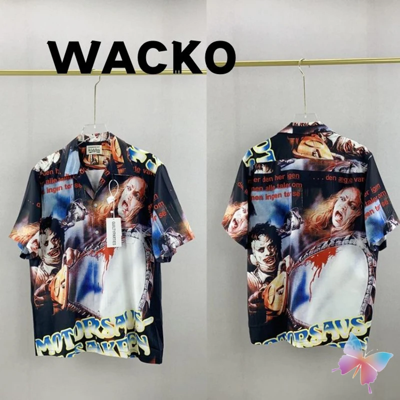 

WACKO Shirts Movie Texas Chainsaw Print Japanese Hawaiian Short Sleeve Shirt