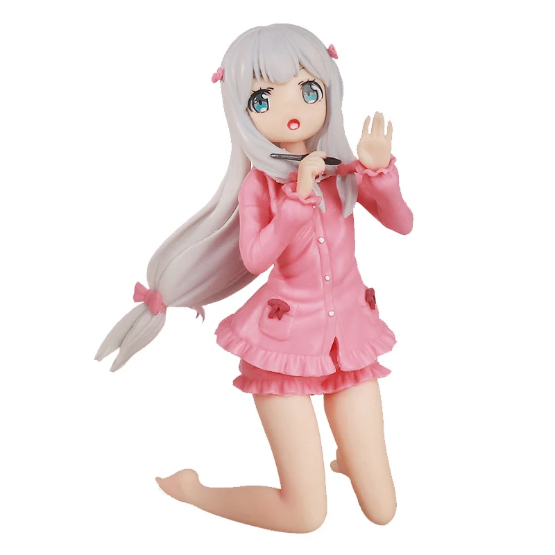 

12CM Amine Figure Izumi Sagiri Kawaii Pink Girl Kneeling Manga Teacher Dolls Toy Gift Collect Boxed Ornaments PVC Material