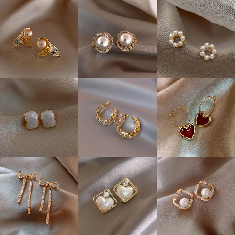 

European and American Exquisite Leaf Shape Hanging Dangle Exaggerated Fashion Stud Earrings Prevent Allergy Women's Earrings