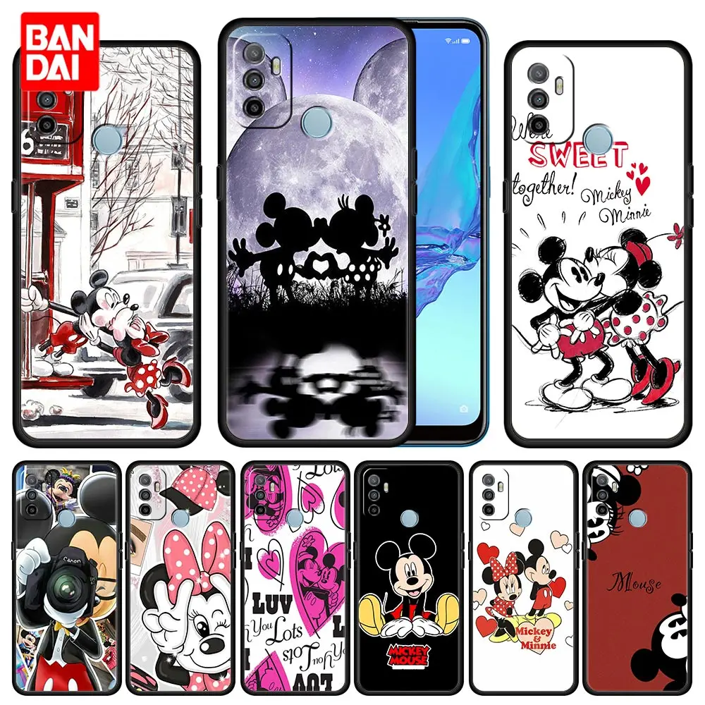 

Mickey Mouse And Minnie Case for Oppo A53 A52 A3s A5s A9 A15 A31 A54 A74 A93 A94 F19 Pro 4G 2020 Cover Silicone Capinha Black