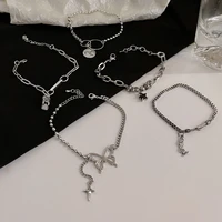 hip hop style vintage chain stylar butterfly star charms bracelets bangles for women hands jewelry