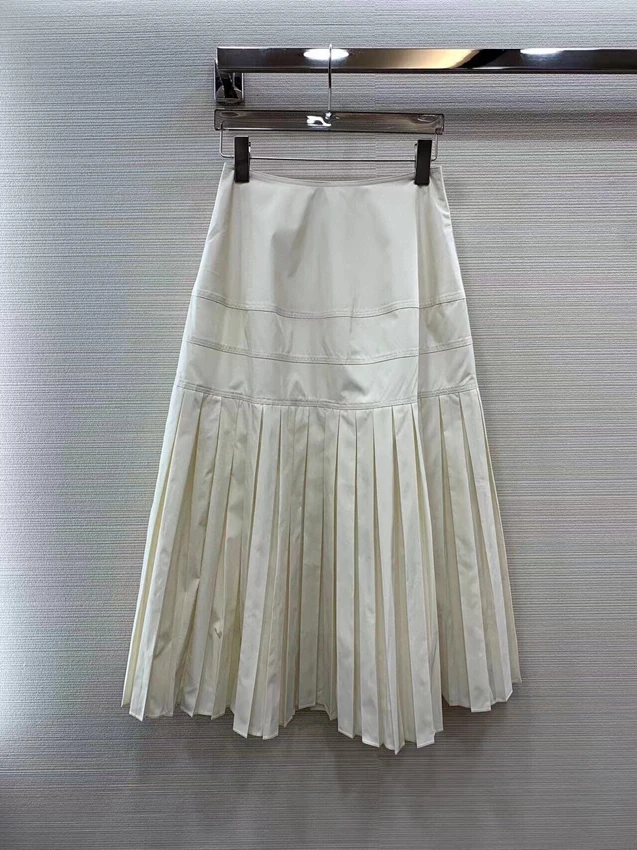 

2023 new women fashion sexy high waist hem pleated A-shaped pendulum long skirt versatile skirt 0409